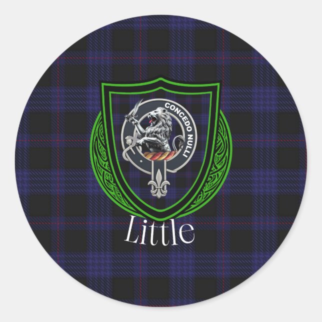 Adesivo Redondo Little Scottish Clan Tartan & Crest (Frente)