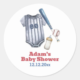 Adesivo Redondo Little Slugger Baseball Shirt Bottle Baby Shower
