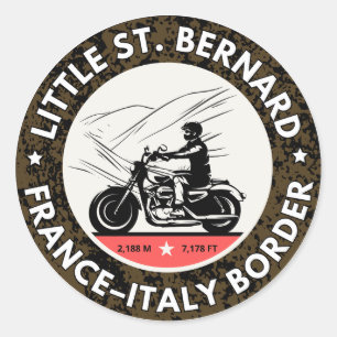 Adesivo Redondo Little St Bernard Pass francês itália motobik Alpi