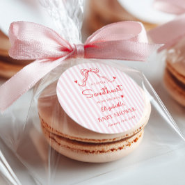Adesivo Redondo Little Sweetheart Bow Valentine's Baby Shower