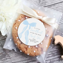 Adesivo Redondo Little Sweetheart Elegant Blue Bow Baby Shower