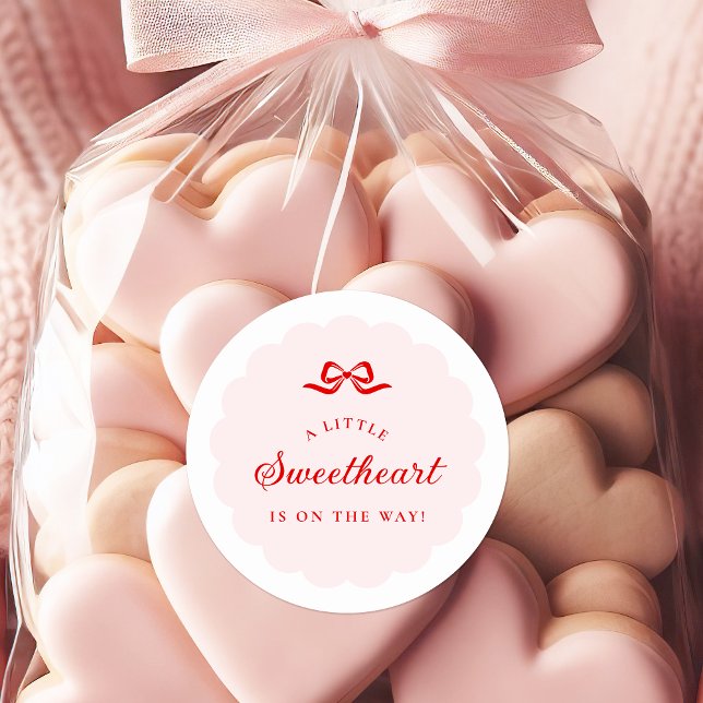 Adesivo Redondo Little Sweetheart Pink Baby Shower Stickers (Criador carregado)