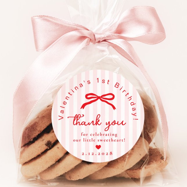 Adesivo Redondo Little Sweetheart Pink Red Valentines birthday  (Criador carregado)