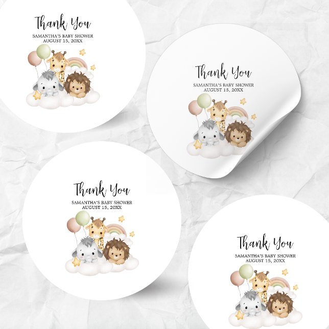 Adesivo Redondo Little Wild One Cute Baby Shower Round (ittle Wild One Safari Animals Cute Baby Shower Round Sticker)