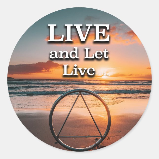 Adesivo Redondo Live And Let Live Recovery Slogan Sunrise (Frente)