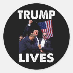 Adesivo Redondo Live Donald Trump Mug Shot - Nunca rendam