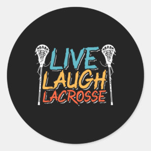 Adesivo Redondo Live Laugh Lacrosse Goalkeeper Goalie Esporte Rua