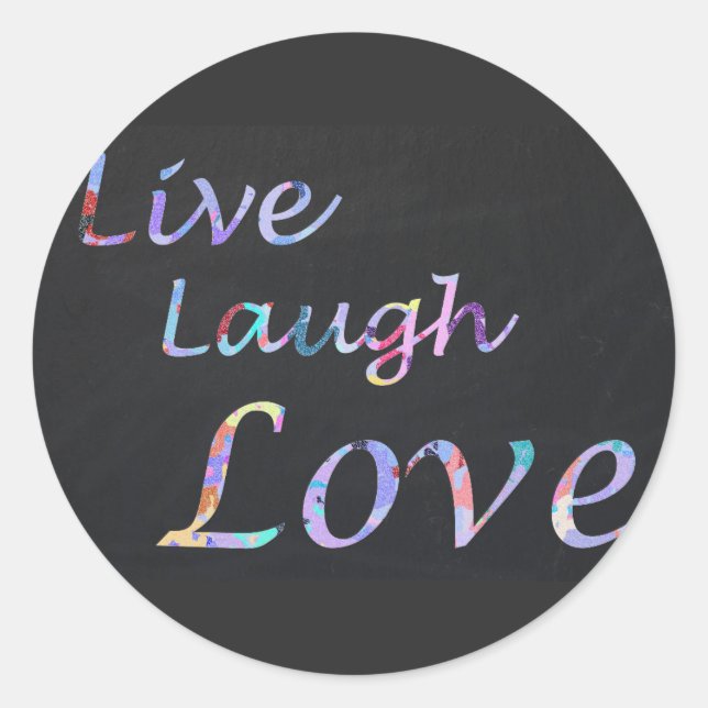 Adesivo Redondo Live Laugh Love (Frente)