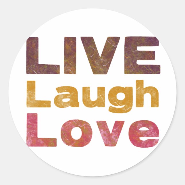 Adesivo Redondo Live Laugh Love (Frente)