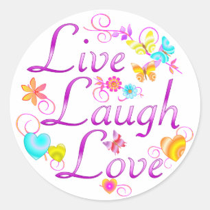 Adesivo Redondo Live Laugh Love