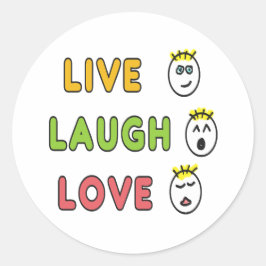 Adesivo Redondo Live Laugh Love