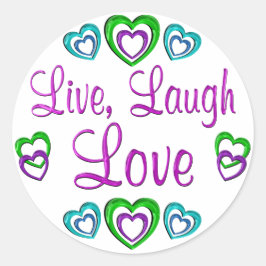 Adesivo Redondo Live Laugh Love