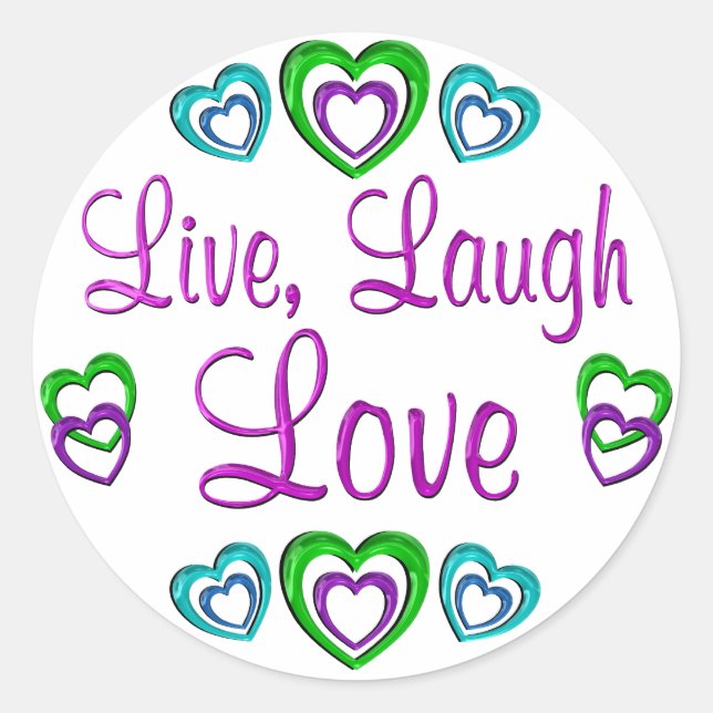 Adesivo Redondo Live Laugh Love (Frente)