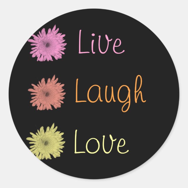 Adesivo Redondo Live Laugh Love (Frente)