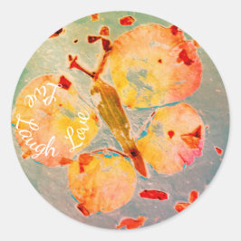 Adesivo Redondo Live Laugh Love belas borboletas de arte
