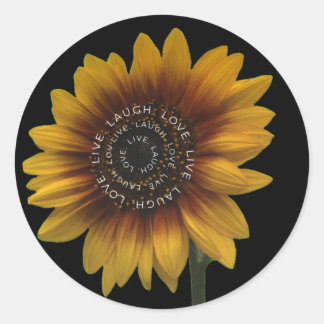 Adesivo Redondo Live Laugh Love Sunflower design