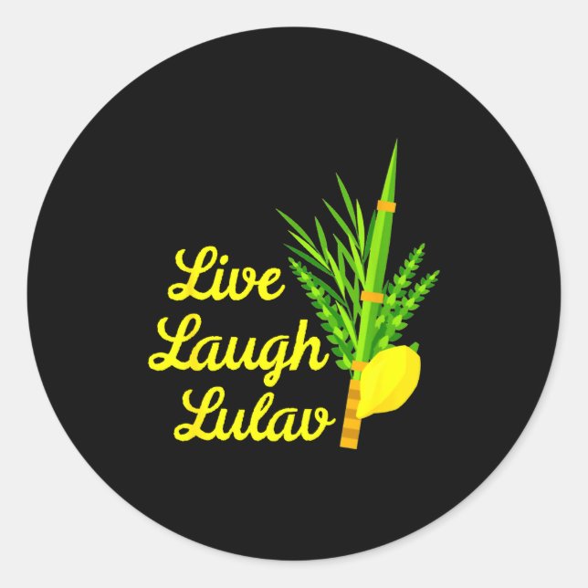 Adesivo Redondo Live Laugh Lulav Etrog Happy Sukkot Jewish Sukkah  (Frente)