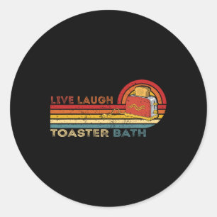 Adesivo Redondo Live Laugh Toaster O Esqueleto Vintage Meme Dark H
