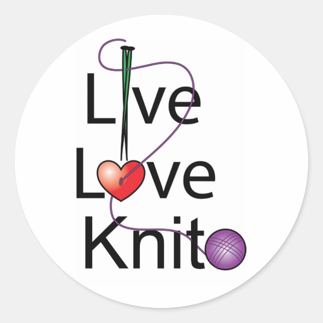 Adesivo Redondo Live Love Knit (Frente)