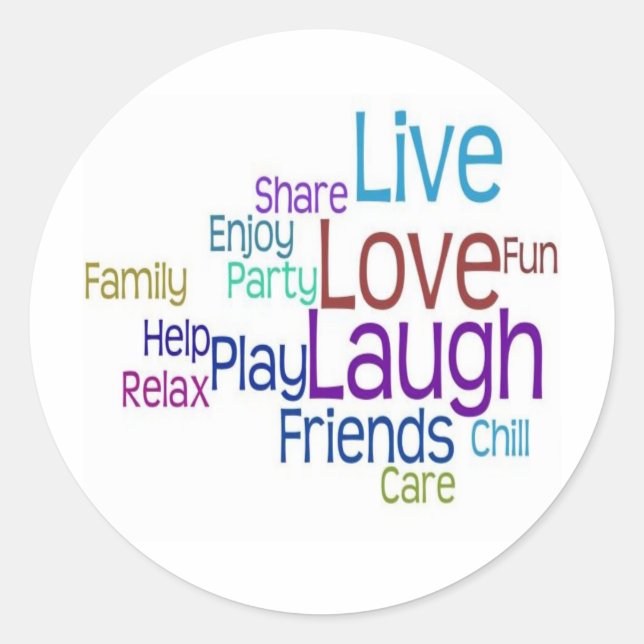 Adesivo Redondo Live Love Laugh (Frente)