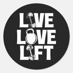 Adesivo Redondo Live Love Lift - Workout Gym Weising Bodybui