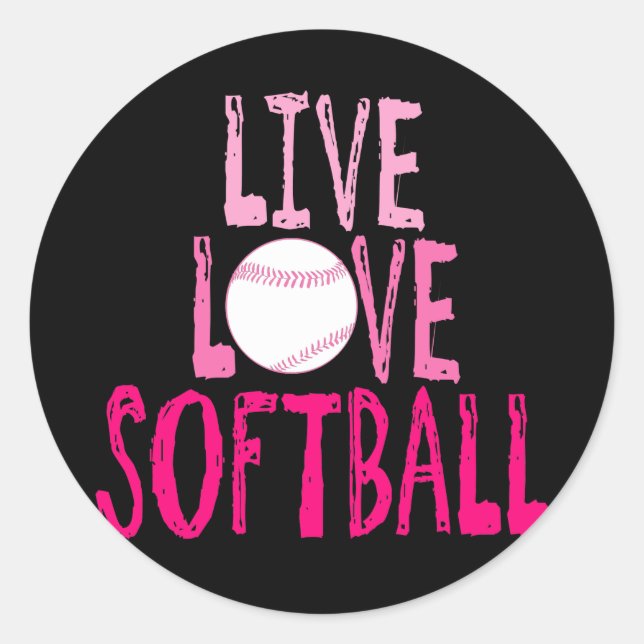 Adesivo Redondo Live, Love, Softball (Frente)