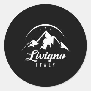 Adesivo Redondo Livigno Itália Ski Resort Skiting Snowboard Souve