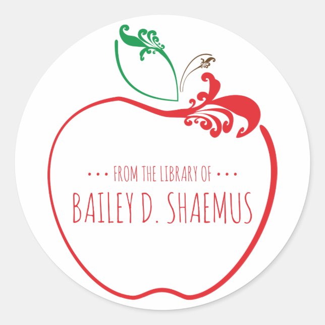 Adesivo Redondo livraria florescente de maçã (Frente)