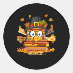 Adesivo Redondo Livro Bibliotecário Leitor Turquia Ação de Graças 