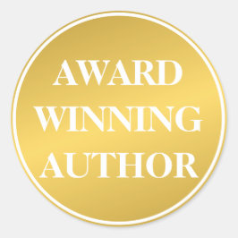 Adesivo Redondo Livro Branco Dourado do autor ganhador de Prêmios