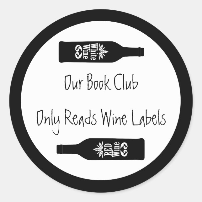Adesivo Redondo Livro clube lê rótulos de vinho (Frente)