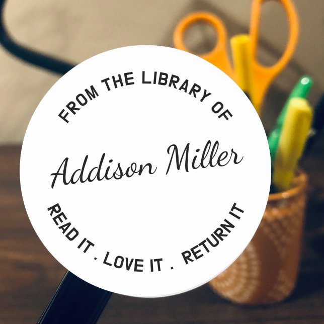 Adesivo Redondo Livro Da Biblioteca Do Livro De Professores (Criador carregado)