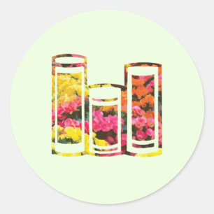 Adesivo Redondo Livro da Flor Begonia, Amarelo e rosa,