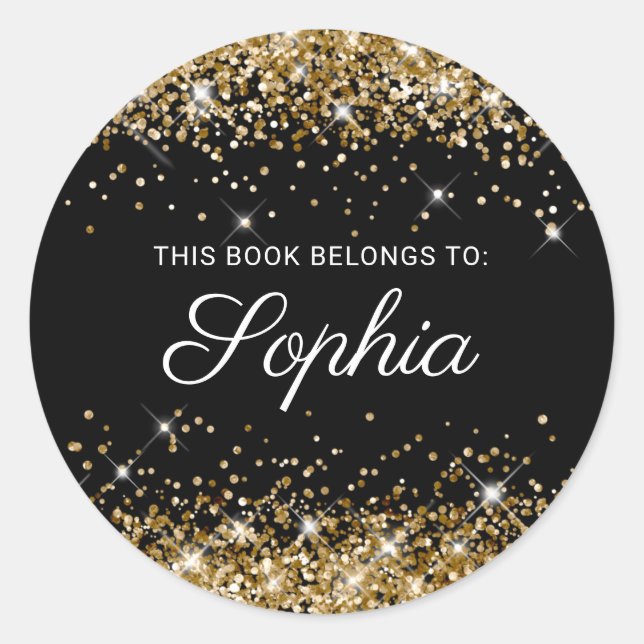 Adesivo Redondo Livro de Caligrafia Preto-Elegante Dourado (Frente)
