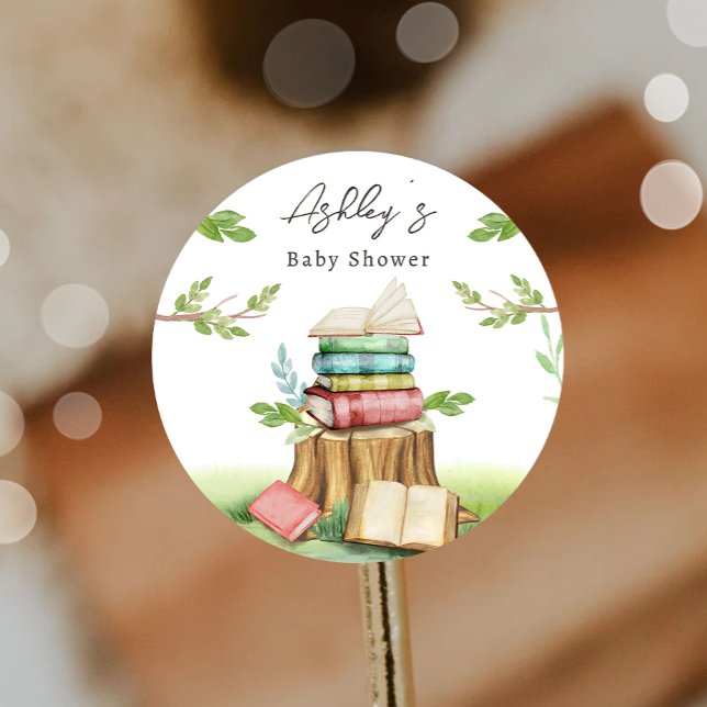 Adesivo Redondo Livro de Chás de fraldas do Storybook Novo capítul (Criador carregado)