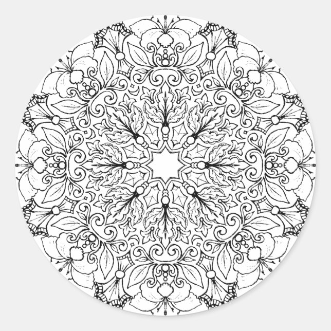 Adesivo Redondo Livro de cores Mandala 1-63 (Frente)