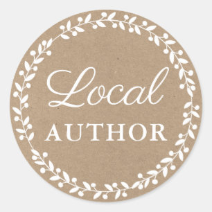 Adesivo Redondo Livro de escritores locais Promo Kraft White