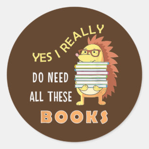 Adesivo Redondo Livro de Hedgehog lança Biblioteca Engraçada de Le