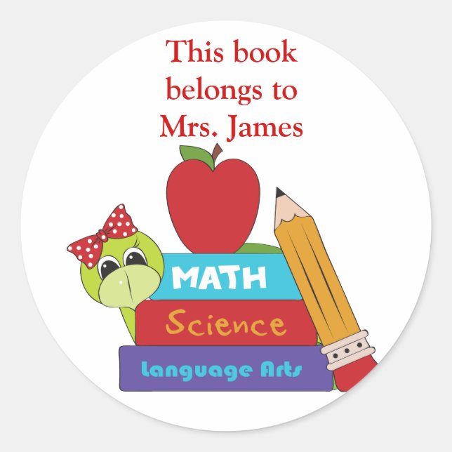 Adesivo Redondo Livro de Livros de Cartoons (Frente)