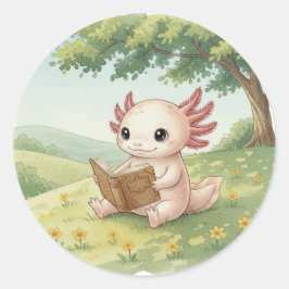 Adesivo Redondo Livro de minhoca Axolote