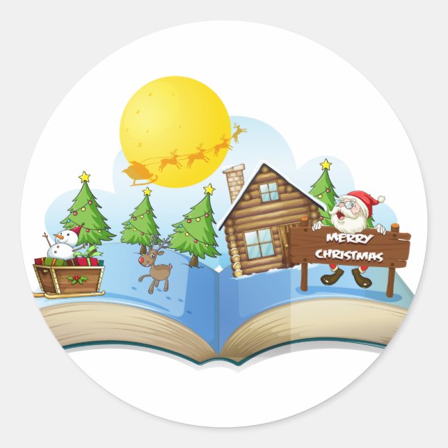 Adesivo Redondo Livro de Natal (Frente)