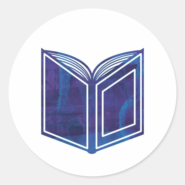 Adesivo Redondo Livro de pintura de planalto azul e roxo (Frente)