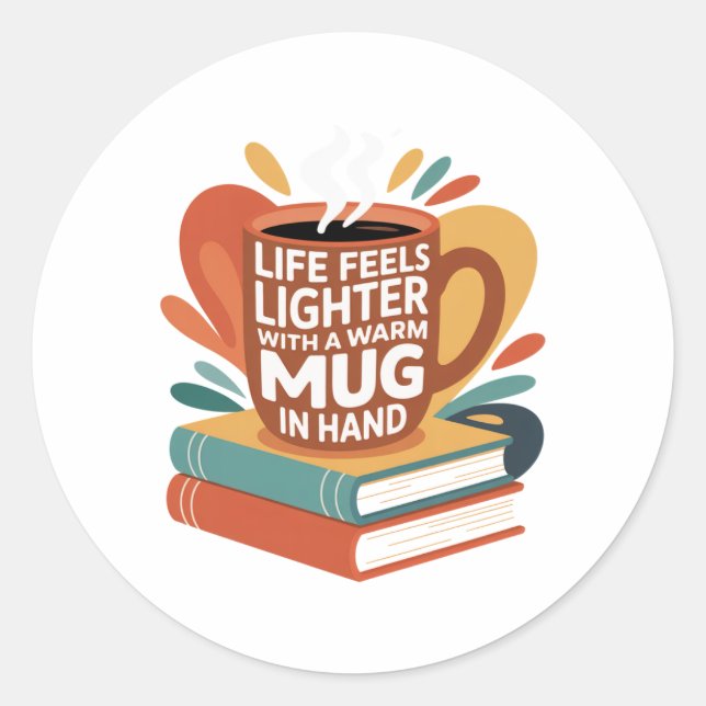 Adesivo Redondo Livro e Brew Bliss (Frente)