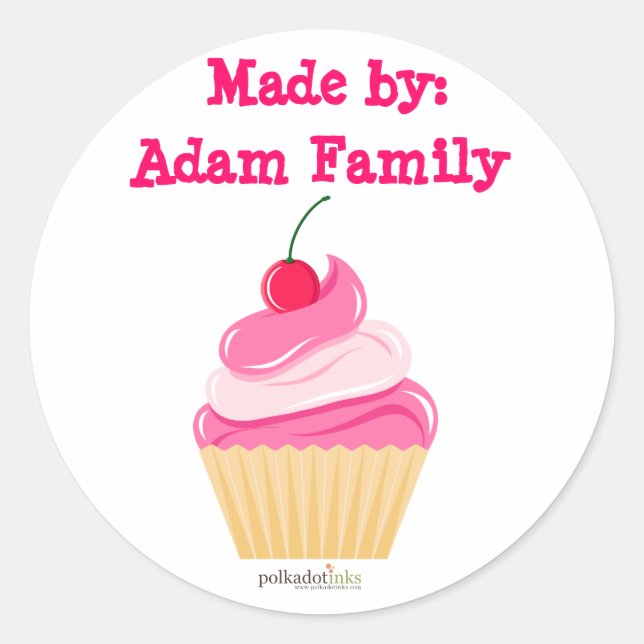 Adesivo Redondo Livro Personalizado de Cupcakes de cereja (Frente)