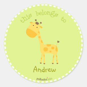 Adesivo Redondo Livro Personalizado*Giraffe Stickers