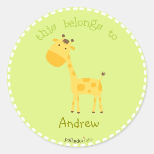 Adesivo Redondo Livro Personalizado*Giraffe Stickers (Frente)