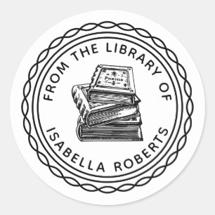 Adesivo Redondo Livro Retirado À Mão Da Biblioteca De