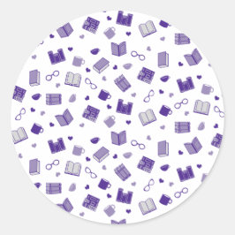 Adesivo Redondo Livro Roxo e Padrão de Leitura