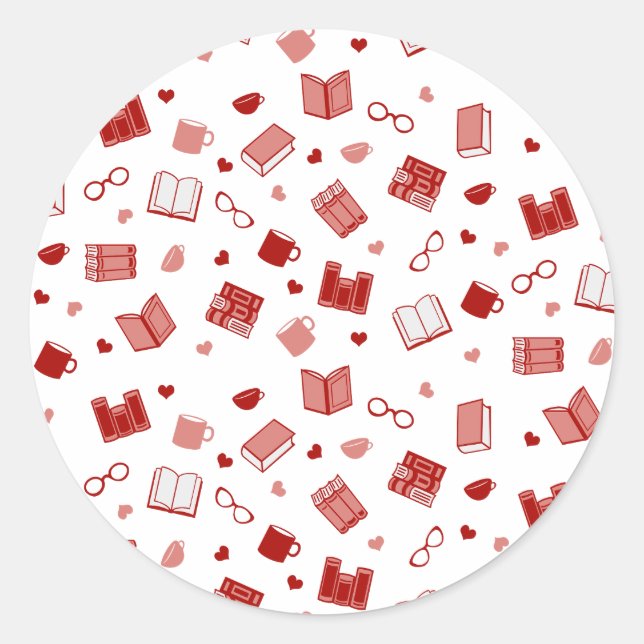 Adesivo Redondo Livro vermelho e padrão de leitura (Frente)