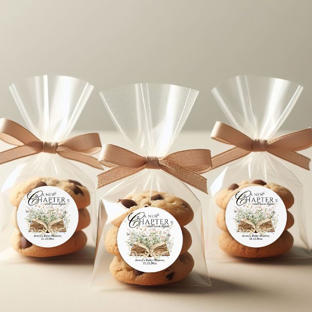 Adesivo Redondo Livro Wildflower A Novo Capítulo Iniciar Chá de fr (Criador carregado)